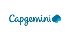 A blue and white logo of capgemini